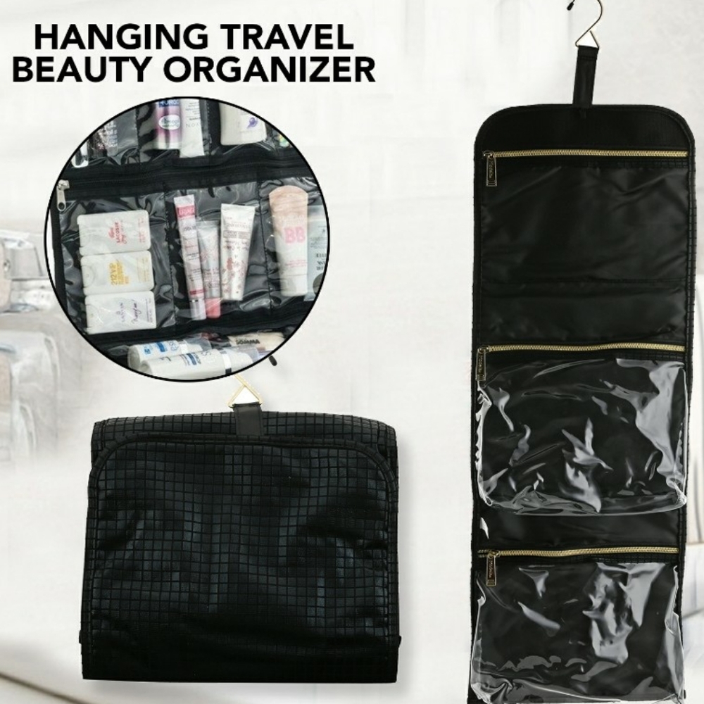 NWT Faux Leather & Nylon travel Beauty Organizer